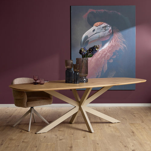 Starfurn Eettafel Ferris - Deens Ovaal Zand/Eikenhout - 180x90x76cm