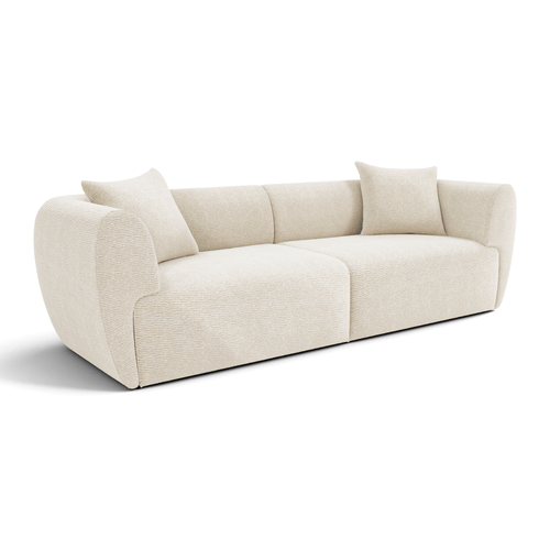 Sia Home - Rechte bank CÔME - Fluweel met structuur - Crème - 230cm