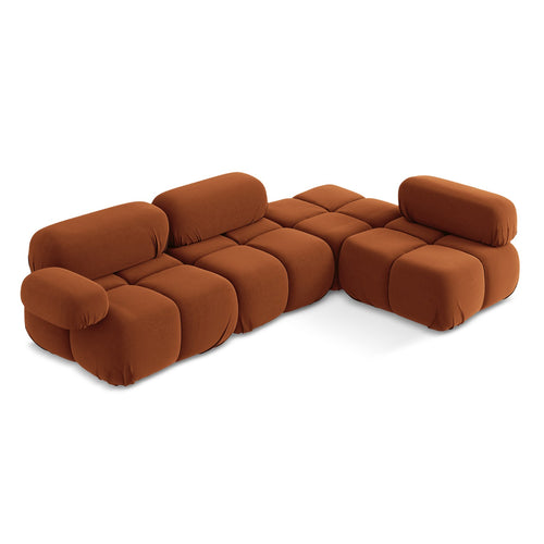 LaMiaSofa hoekbank rechts Sanremo - velours - terracotta - 285x190x70