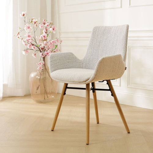 Nolon Nena-Eef Eetkamerstoel Beige Gemêleerd - met Armleuning - Stof - vtwonen shop
