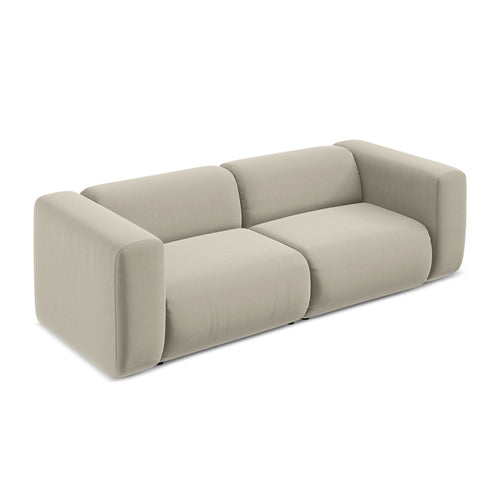 LaMiaSofa 3-zits bank Bari - velours - parel - 228x89x70
