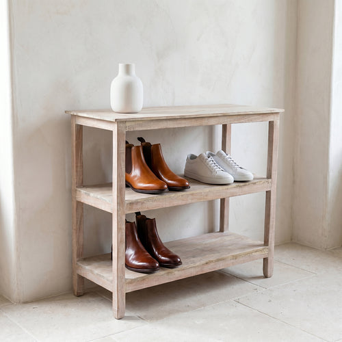 Limewash schoenenrek - FSC gerecycled hout - 90x35x76 cm