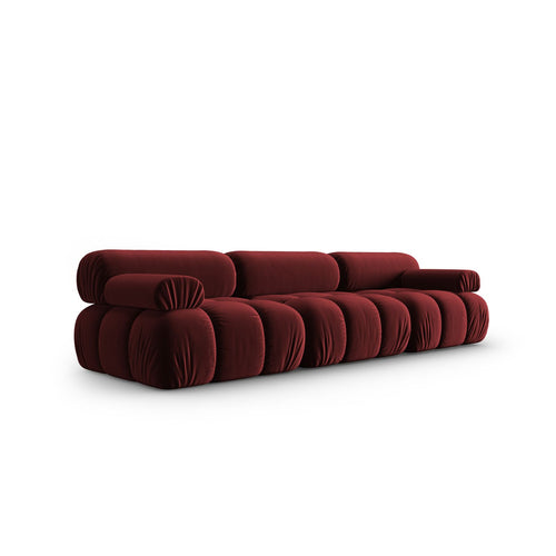 Cosmopolitan Design - Modulaire bank Cortina 3-zits, flueel rood - 94x282x70cm
