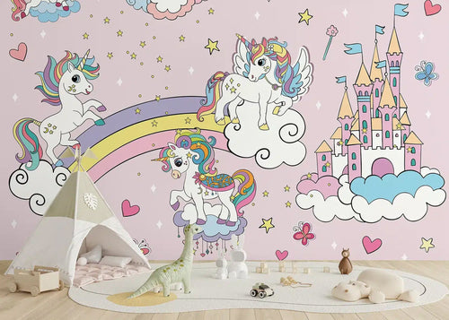Sanders & Sanders fotobehang unicorns roze - 375 x 270 cm - 601468