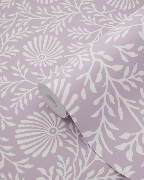 ESTAhome behang vintage bloemen lila paars - 50 x 900 cm - 131515 - vtwonen shop