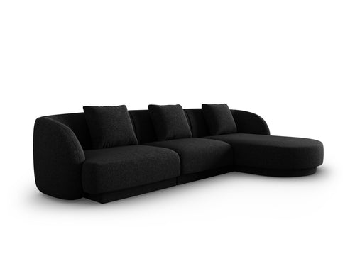 Cosmopolitan Design rechter hoekbank Tulum 4-zits, chenille, zwart - 156x255x70cm