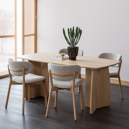 WOOOD eettafel Veere - Massief Eikenhout - Naturel - 180 x 100