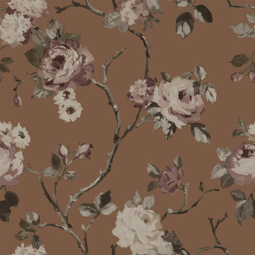 ESTAhome behang vintage bloemen terracotta bruin - 50 x 900 cm - 139408