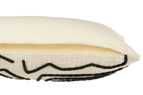 J-Line kussen Rechthoek Strepen/Bogen - katoen -  zwart/wit - small