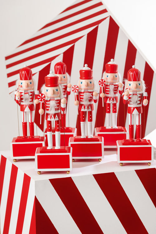 J-Line decoratie Notenkraker Muziek - dennenhout - rood/wit - 2 stuks