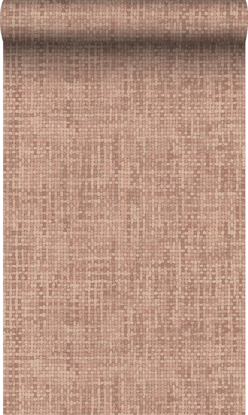 Origin Wallcoverings behang geweven linnenstructuur terracotta roze - 50 x 900 cm - 348054 - vtwonen shop