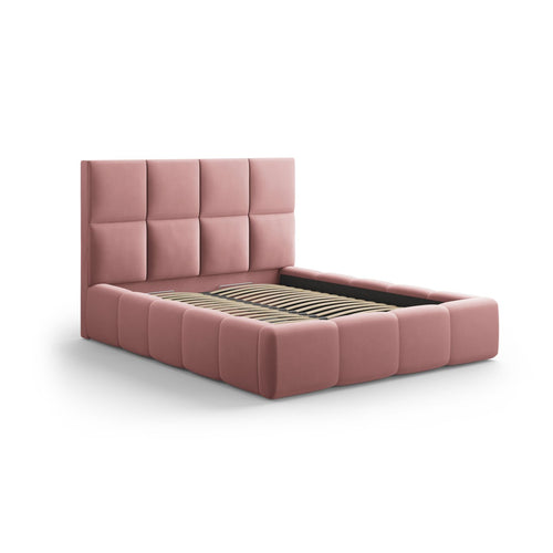 Cosmopolitan Design - Opbergbed met hoofdeinde Livigno 200x200cm flueel roze - 230x225x125cm