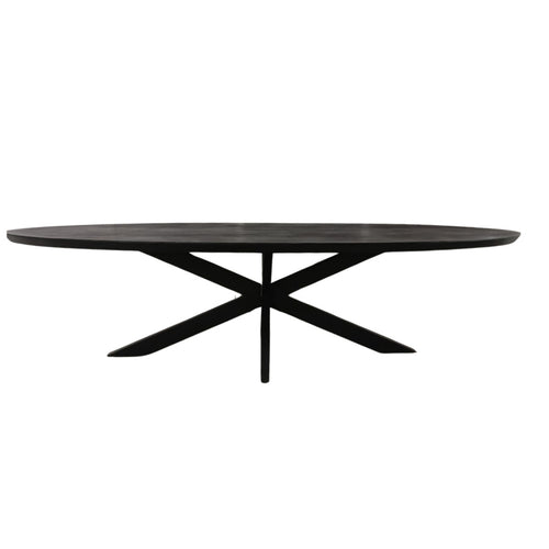 StarFurn Eettafel Brandy - Ovaal Zwart Mangohout - 240x110x76cm