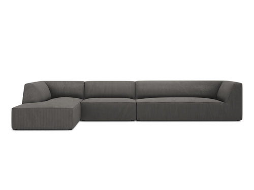 Micadoni linker hoekbank Ruby 5-zits, ribfluwelen, donkergrijs - 180x366x69cm