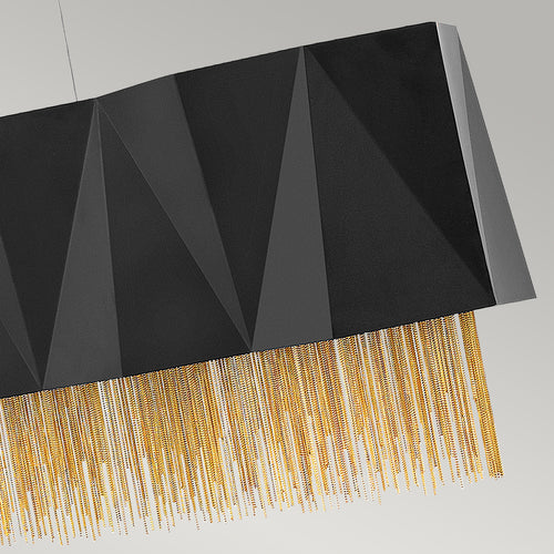 Elstead Zuma 6-lichts hanglamp, satijnzwart, goud, E27