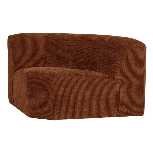 WOOOD hoekelement rond Mojo Base - Ribstof - Roestbruin - 74x110x110
