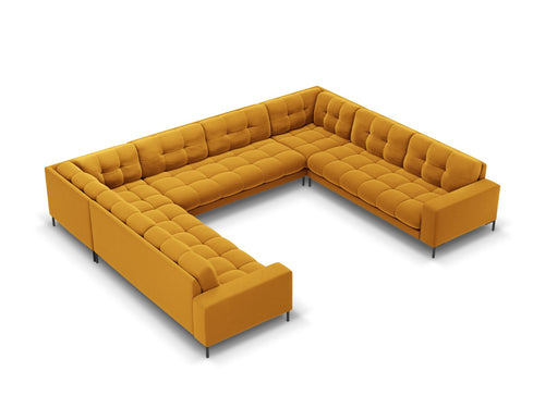 Cosmopolitan Design Panoramische bank Bali 9-zits, flueel, geel - 256x327x75cm