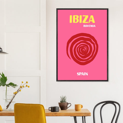 Artfulprints Poster Spanje - Ibiza   - 70x100 cm - Roze