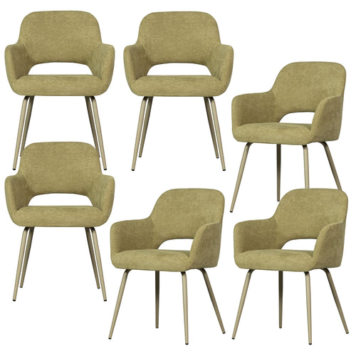 WOOOD eetkamerstoelen Jenny - Polyester - Sage - Set van 6