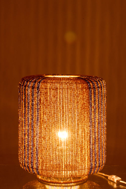 J-Line lamp Touw Cilinder - metaal - blauw/naturel - small