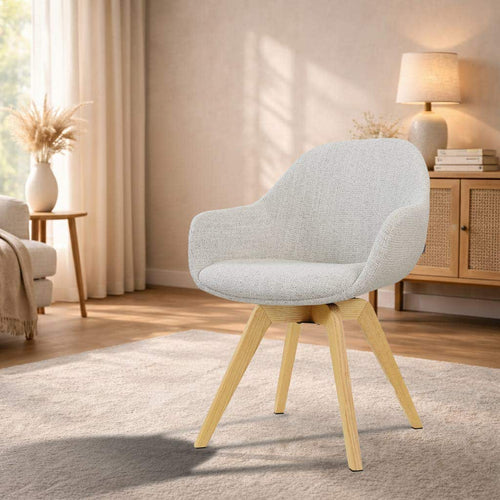 Nolon Noor-Mae draaibare eetkamerstoel beige gemêleerd - houten onderstel