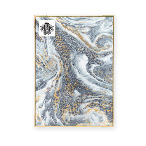 Art for the Home Canvas met handgeschilderde details - Marble effect - 70x50cm - Blauw/Goud - vtwonen shop