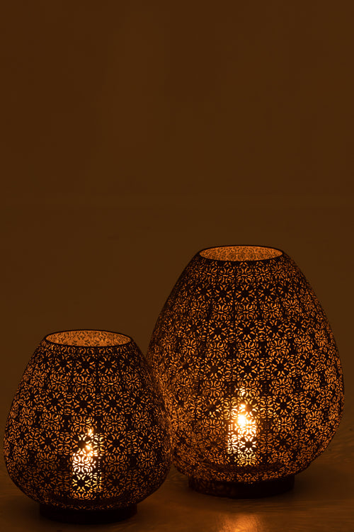 J-Line windlicht Oosters Eivorm - metaal - grijs - large - vtwonen shop