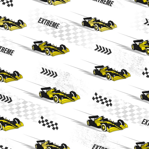 Sanders & Sanders behang race auto's geel - 50 x 900 cm - 935357