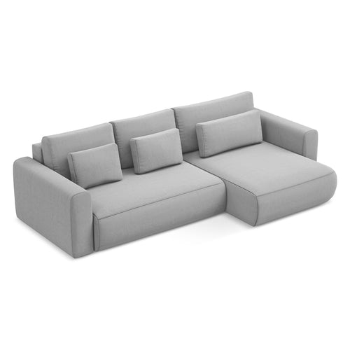 LaMiaSofa hoekbank rechts Perugia - velours - grijs - 278x149x82