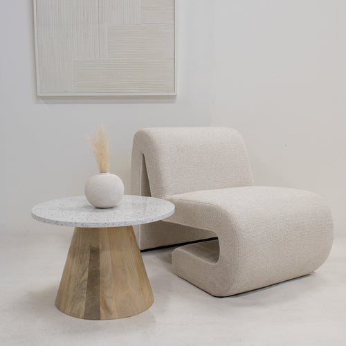 DÉJA Living Salontafel Sara Rond - Terrazzo/Hout - Naturel - 55x55x38cm - vtwonen shop