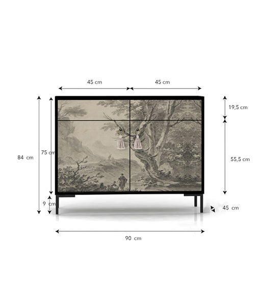 Dressoir MDF 2 deuren en 2 lades met wasvrouwprint - vtwonen shop