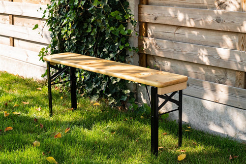 MaximaVida inklapbare picknickbank Berlijn 120 x 25 cm 3-laags blanke lak - FSC hout