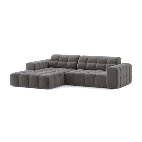 Cosmopolitan Design - Linker hoekbank Chicago 3-zits, flueel lichtgrijs - 167x234x78cm