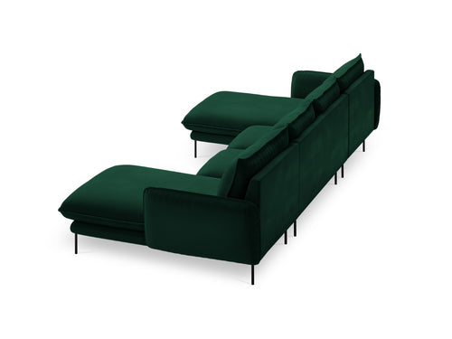 Cosmopolitan Design Panoramische bank Vienna 6-zits, flueel, flessengroen - 170x350x95cm