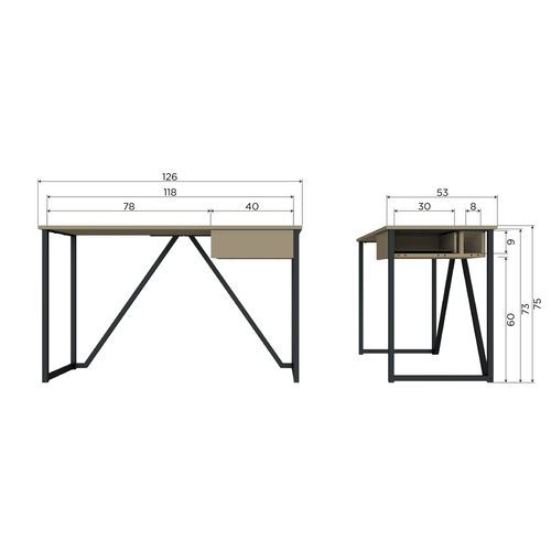 WOOOD bureau New Julius - Grenen - Mud - 75x126x53 - vtwonen shop