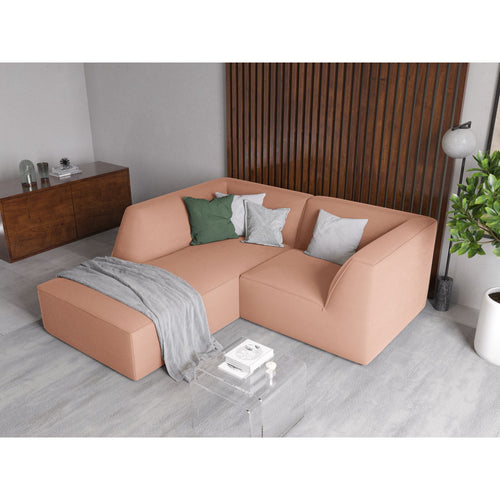 Cosmopolitan Design - Modulaire hoekbank links Siena 3-zits, flueel roze - 180x186x69cm