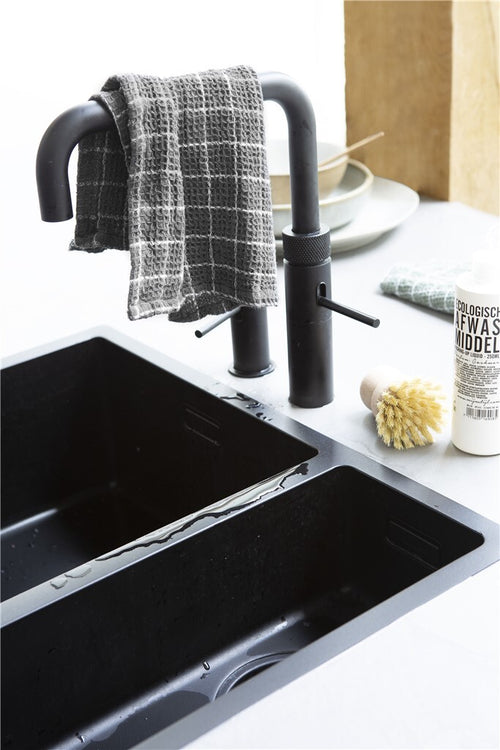 Walra - Vaatdoek Dry with Cubes - 3x 30x30 cm - Off Black
