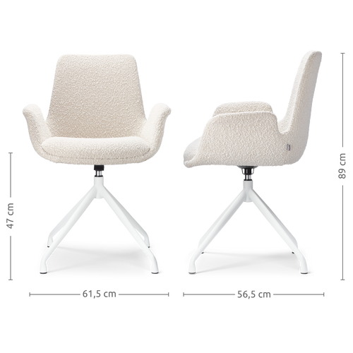 Nolon Nola-Eef Draaibare Eetkamerstoelen Bouclé Beige - Wit - 2x - vtwonen shop