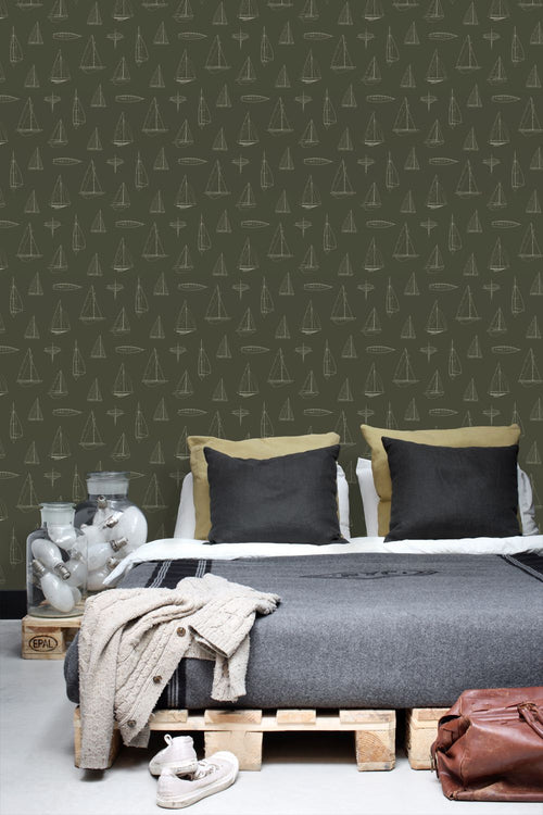 ESTAhome behang boten donkergroen - 50 x 900 cm - 132090