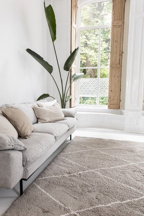 Interieur05 berber vloerkleed hoogpolig grijs/beige/zand/cream - scandinavisch - nea - 135 x 190 cm