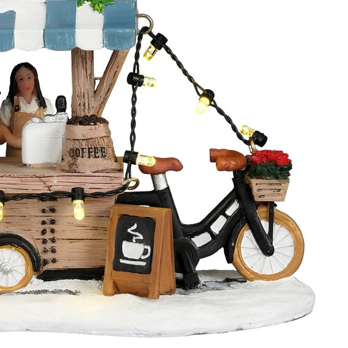 Luville Kerstdorp Miniatuur Coffee to go - Kerstversiering met Verlichte Koffiekraam - Guirlande voor Winters Kerstdorp - Kerstslingers met