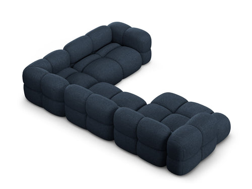 Cosmopolitan Design Panoramische hoekbank rechts Loretto 5-zits, structurele stof donkerblauw - 250x345x68cm