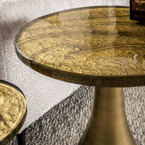 Giga Meubel Bijzettafel Eclipse - Goud Metaal/Glas - 40x40x60cm