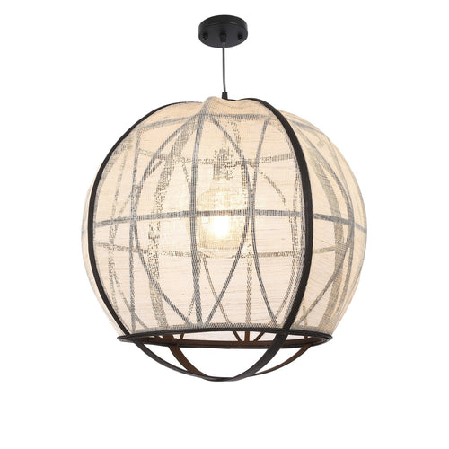 Mica Decorations Pella Hanglamp - H50 x Ø51 cm - Linnen - Off-white