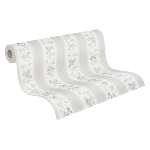 Livingwalls behang bloemmotief grijs, wit en blauw - 53 cm x 10.05 m - AS-390693 - vtwonen shop