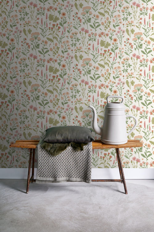 Sanders & Sanders behang veldbloemen groen - 50 x 900 cm - 935379