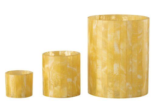 J-Line theelichthouder Lijnen - glas - geel - large