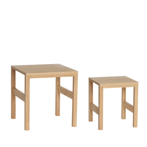 Hübsch bijzettafel Puzzle - mdf/okoumé fineer - 32x32xh37, 40x40xh42cm