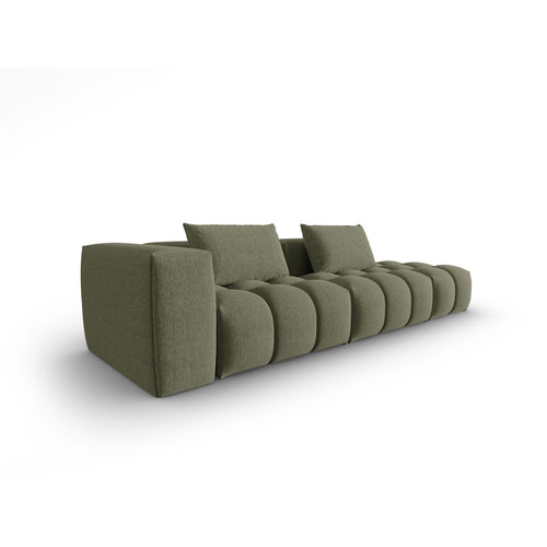 Cosmopolitan Design - Rechte modulaire bank Verona 4-zits, structurele stof donker olijfgroen - 85x265x70cm