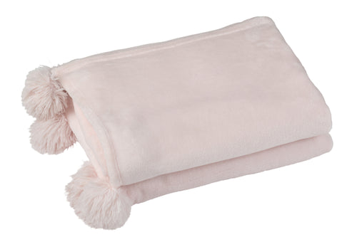 J-Line plaid Pompom - polyester - lichtroze - 170 x 130 cm - vtwonen shop